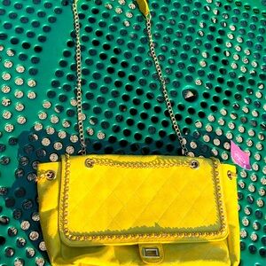 Yellow Suede Purse for shoulder